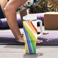 Pasifika Samoa Siapo Malu Tattoo Inspired Tumbler With Handle Fa'afafine Rainbow Theme