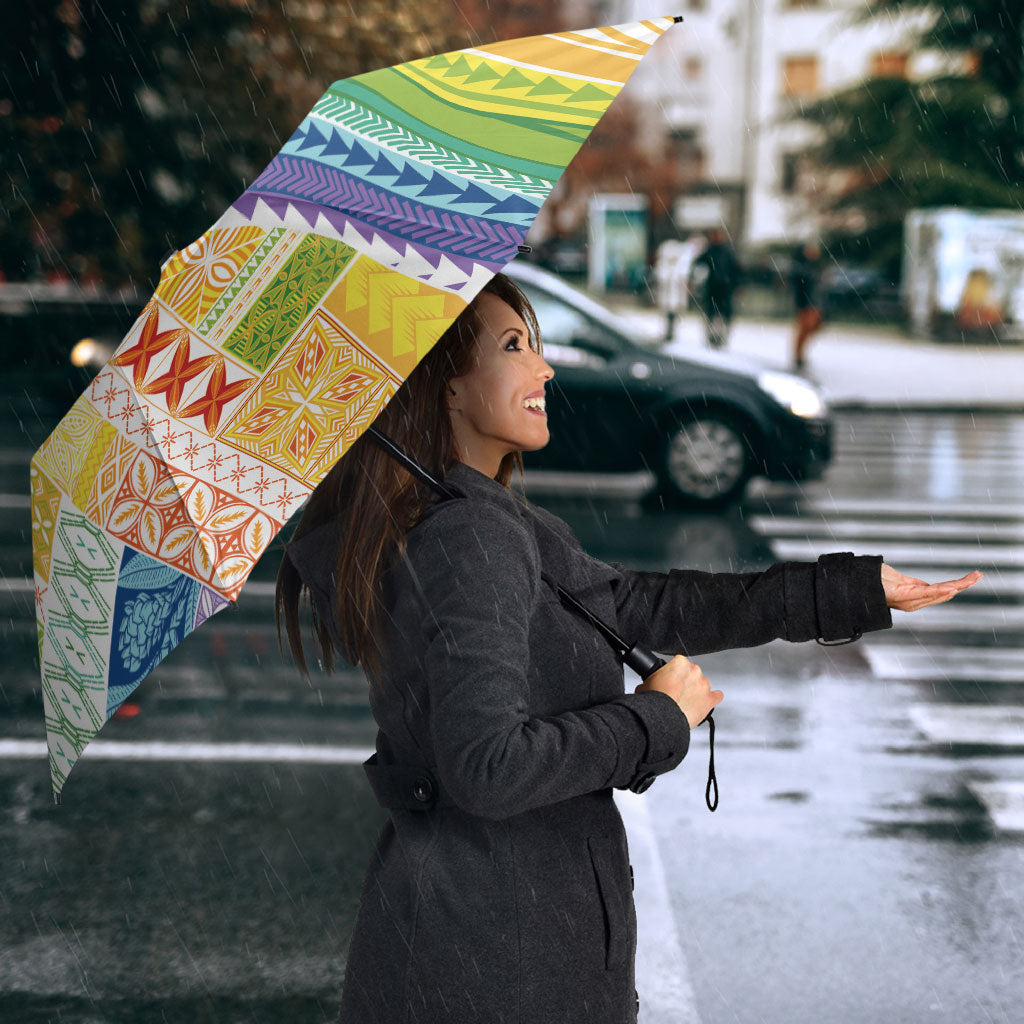 Pasifika Samoa Siapo Malu Tattoo Inspired Umbrella Fa'afafine Rainbow Theme