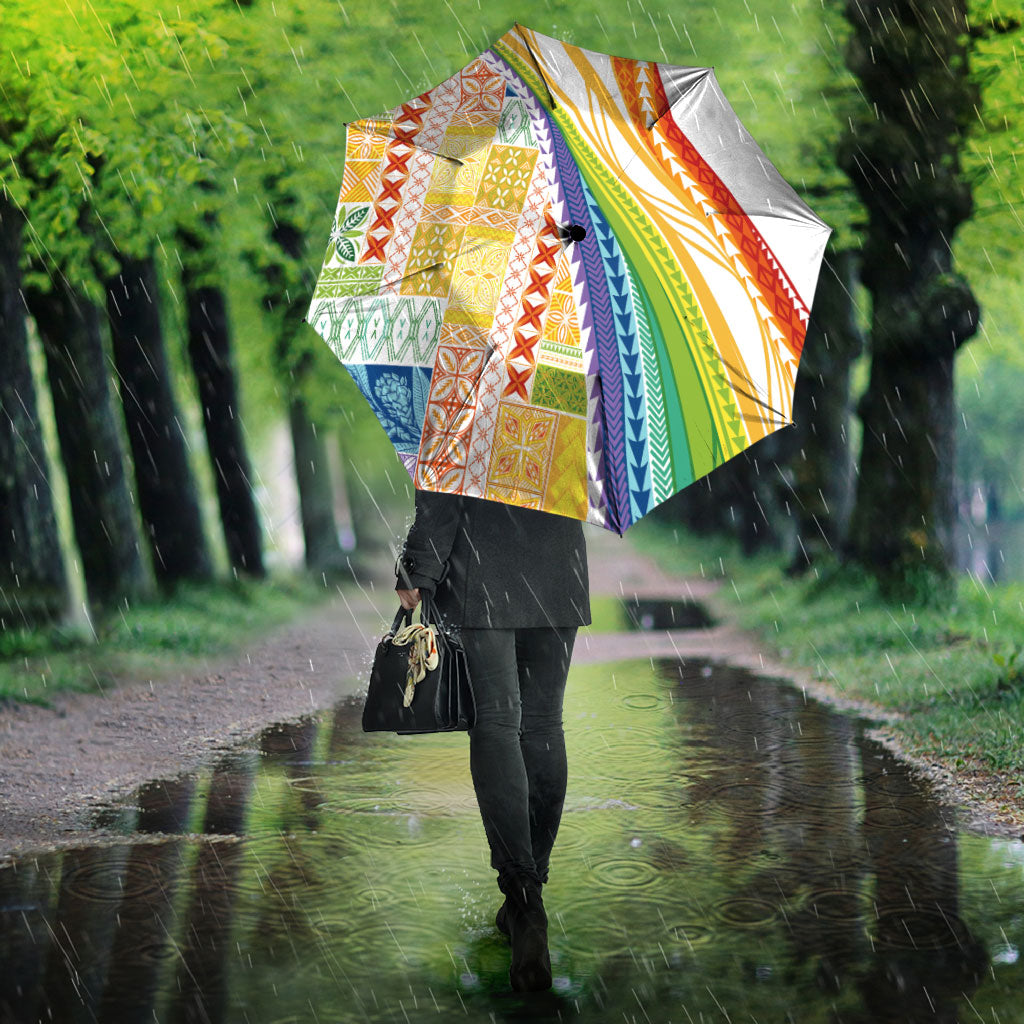 Pasifika Samoa Siapo Malu Tattoo Inspired Umbrella Fa'afafine Rainbow Theme