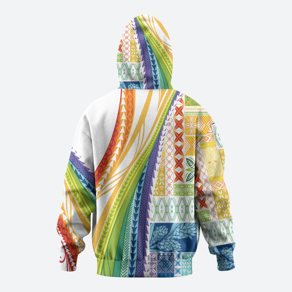 Pasifika Samoa Siapo Malu Tattoo Inspired Zip Hoodie Fa'afafine Rainbow Theme