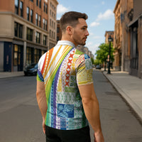 Pasifika Samoa Siapo Malu Tattoo Inspired Zipper Polo Shirt Fa'afafine Rainbow Theme