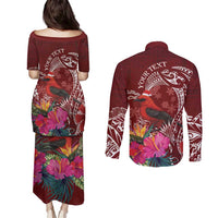 Personalized Samoa Meri Krisimasi Couples Matching Puletasi and Long Sleeve Button Shirt Segasegamau'u Mix Siapo