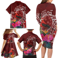 Personalized Samoa Meri Krisimasi Family Matching Long Sleeve Bodycon Dress and Hawaiian Shirt Segasegamau'u Mix Siapo