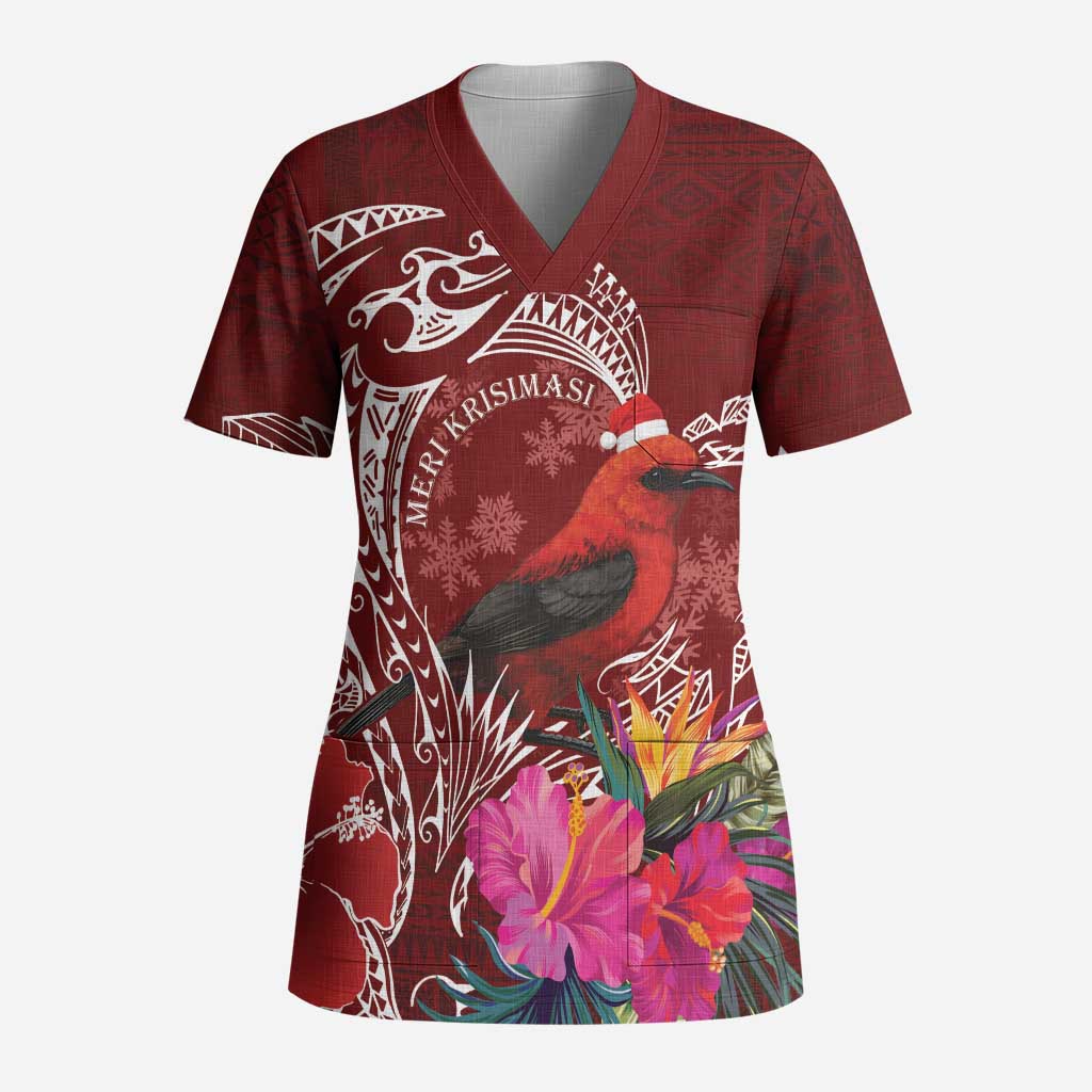 Personalized Samoa Meri Krisimasi Scrub Top Segasegamau'u Mix Siapo - Polynesian Pride