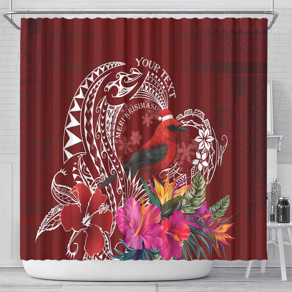 Personalized Samoa Meri Krisimasi Shower Curtain Segasegamau'u Mix Siapo