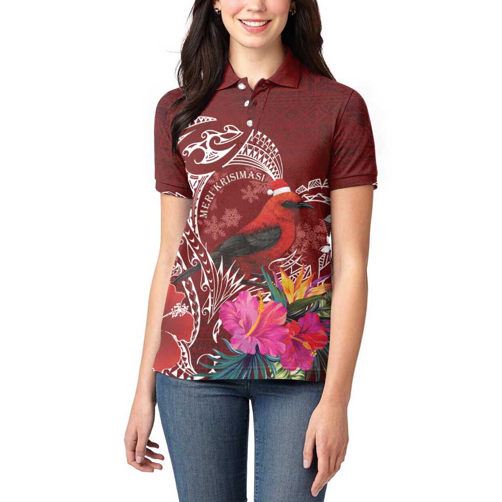 Personalized Samoa Meri Krisimasi Women Polo Shirt Segasegamau'u Mix Siapo