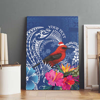 Personalized Samoa Christmas Canvas Wall Art Cardinal Honeyeater Mix Siapo