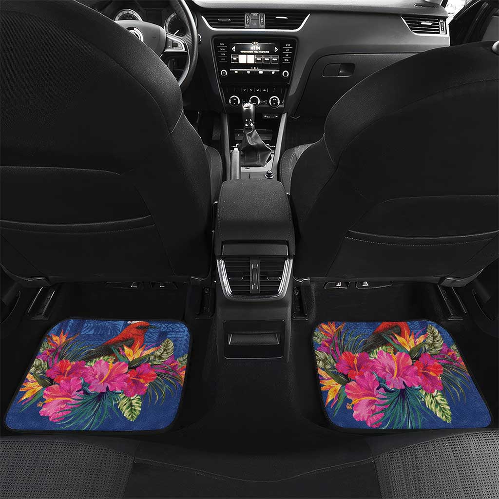 Personalized Samoa Christmas Car Mats Cardinal Honeyeater Mix Siapo