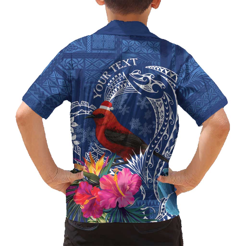 Personalized Samoa Christmas Family Matching Long Sleeve Bodycon Dress and Hawaiian Shirt Cardinal Honeyeater Mix Siapo