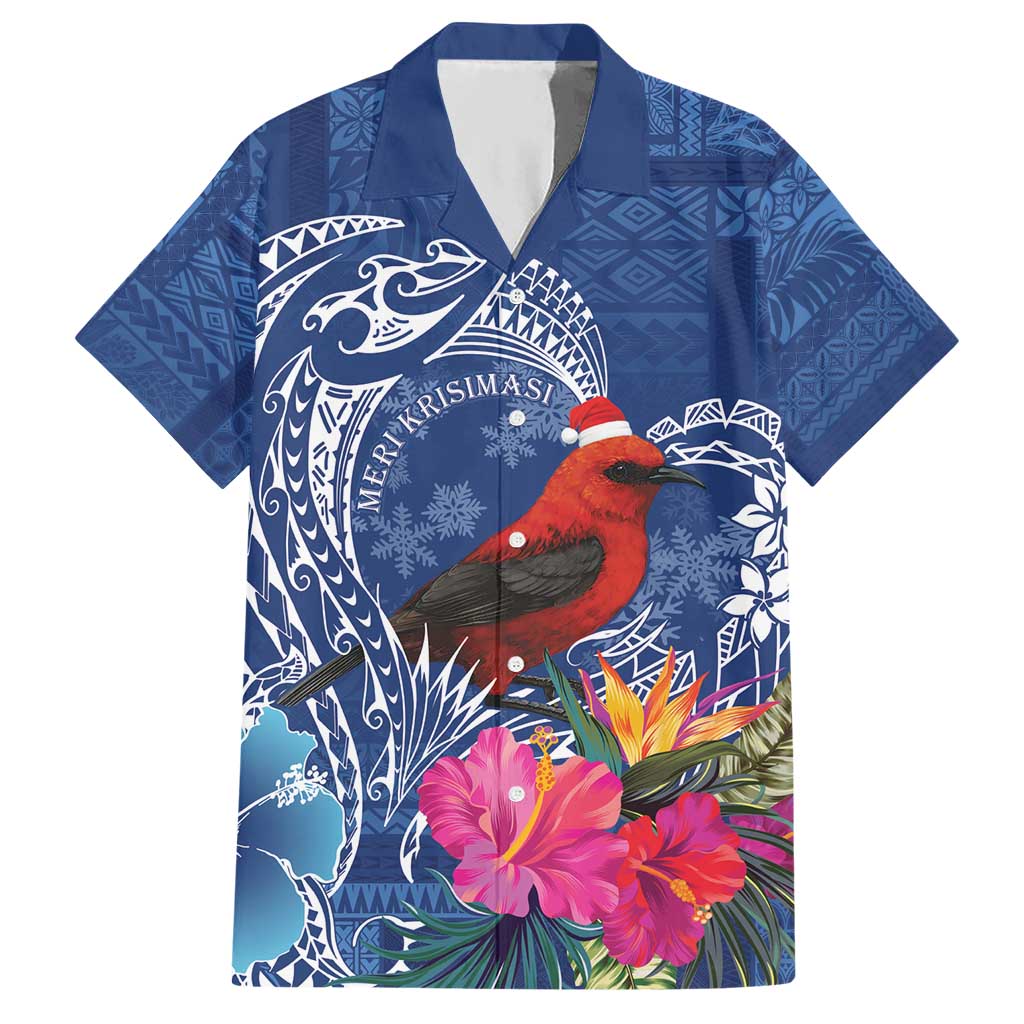 Personalized Samoa Christmas Hawaiian Shirt Cardinal Honeyeater Mix Siapo