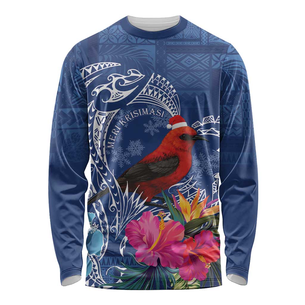 Personalized Samoa Christmas Long Sleeve Shirt Cardinal Honeyeater Mix Siapo