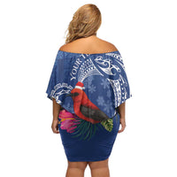 Personalized Samoa Christmas Off Shoulder Short Dress Cardinal Honeyeater Mix Siapo