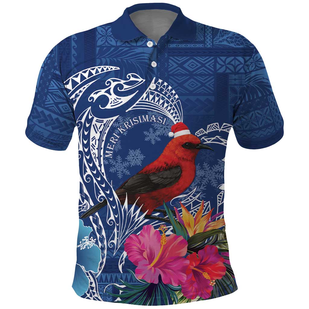 Personalized Samoa Christmas Polo Shirt Cardinal Honeyeater Mix Siapo