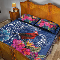 Personalized Samoa Christmas Quilt Bed Set Cardinal Honeyeater Mix Siapo