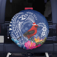 Personalized Samoa Christmas Spare Tire Cover Cardinal Honeyeater Mix Siapo LT7 - Polynesian Pride