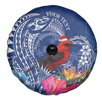 Personalized Samoa Christmas Spare Tire Cover Cardinal Honeyeater Mix Siapo LT7 - Polynesian Pride