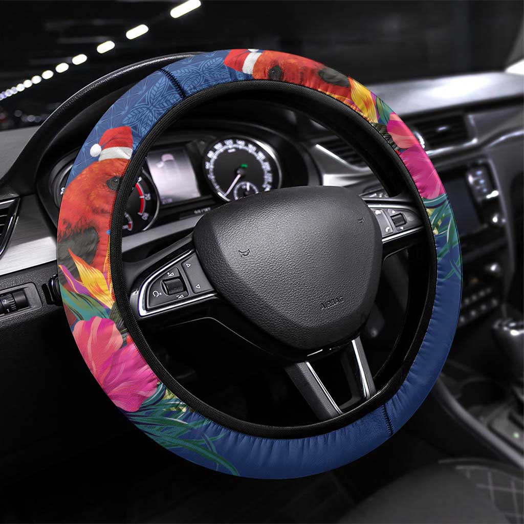 Samoa Christmas Steering Wheel Cover Cardinal Honeyeater Mix Siapo