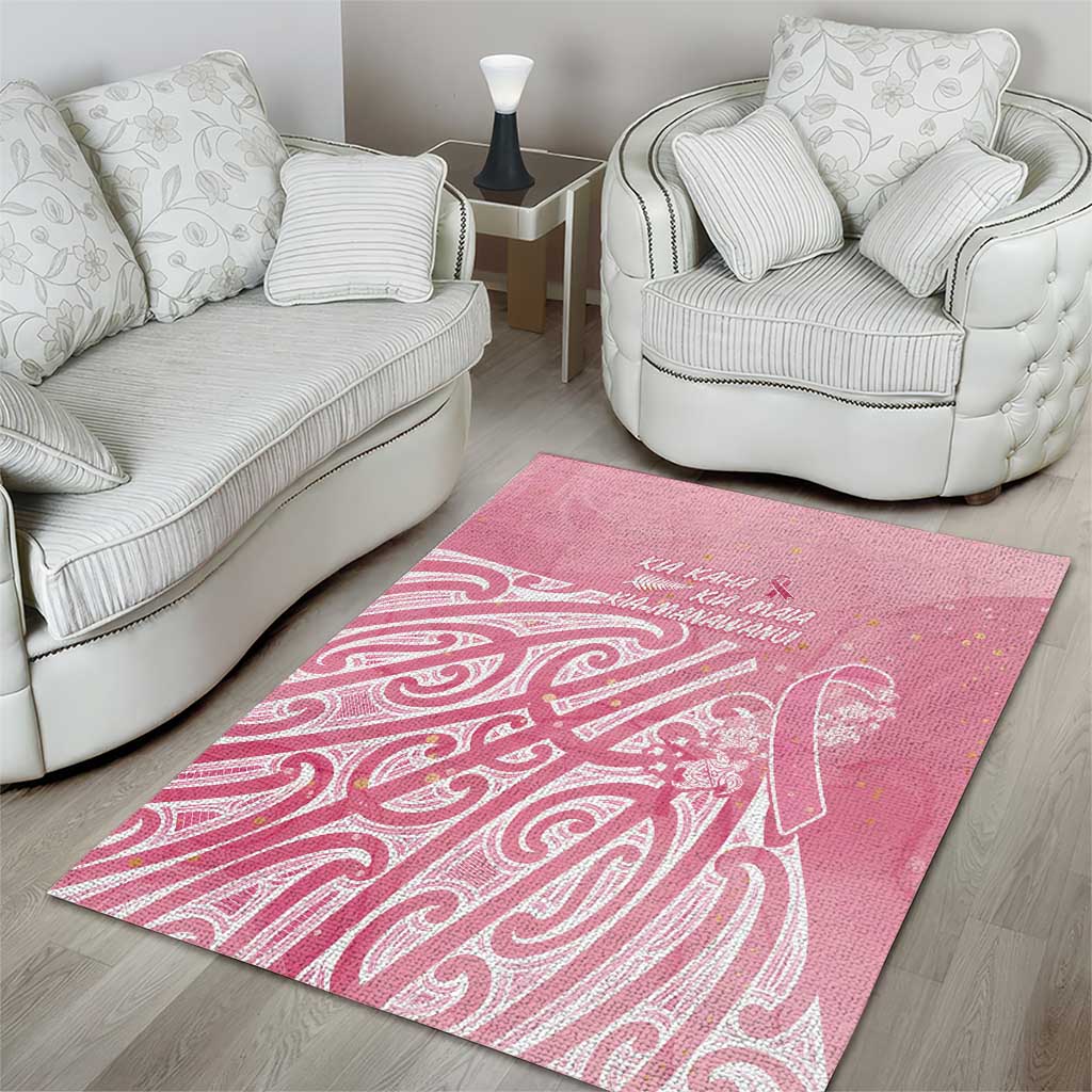 Breast Cancer Awareness Maori Area Rug Kia Kaha Kia Maia Kia Manawanui - Polynesian Pride