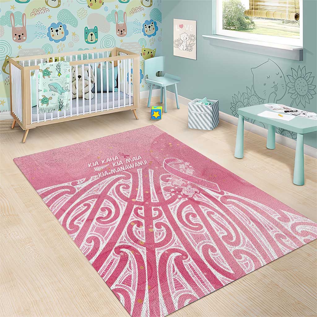 Breast Cancer Awareness Maori Area Rug Kia Kaha Kia Maia Kia Manawanui - Polynesian Pride