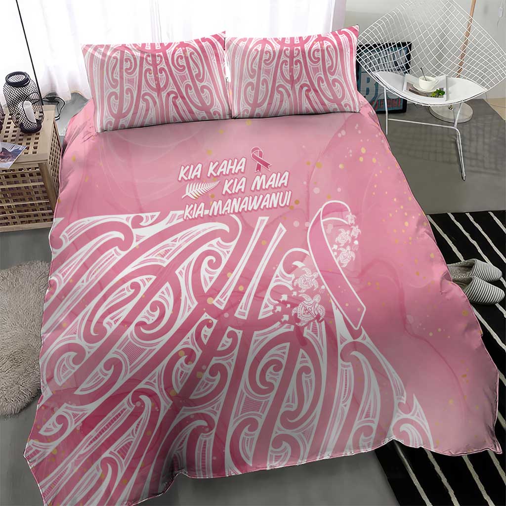 Breast Cancer Awareness Maori Bedding Set Kia Kaha Kia Maia Kia Manawanui - Polynesian Pride