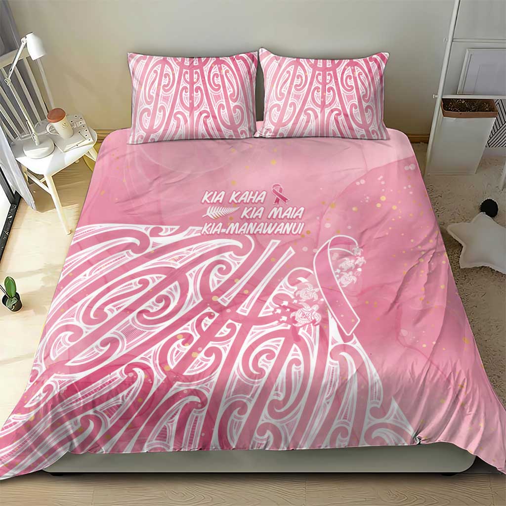Breast Cancer Awareness Maori Bedding Set Kia Kaha Kia Maia Kia Manawanui - Polynesian Pride