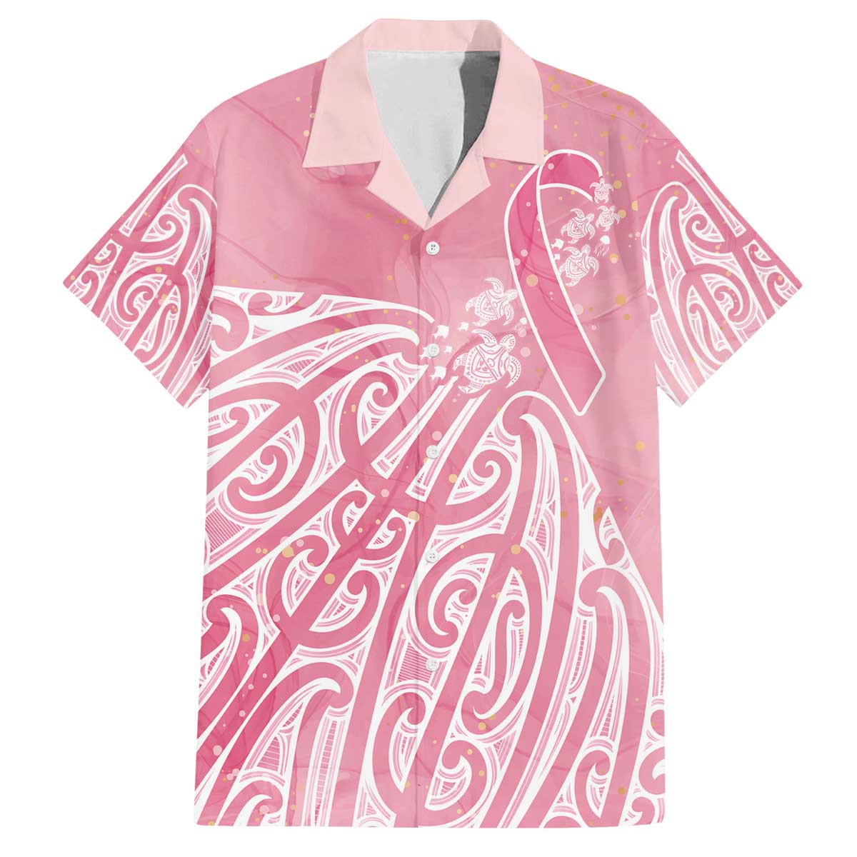 Breast Cancer Awareness Maori Family Matching Off The Shoulder Long Sleeve Dress and Hawaiian Shirt Kia Kaha Kia Maia Kia Manawanui - Polynesian Pride