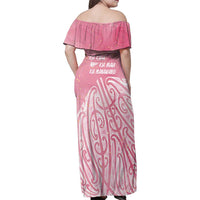 Breast Cancer Awareness Maori Family Matching Off Shoulder Maxi Dress and Hawaiian Shirt Kia Kaha Kia Maia Kia Manawanui - Polynesian Pride