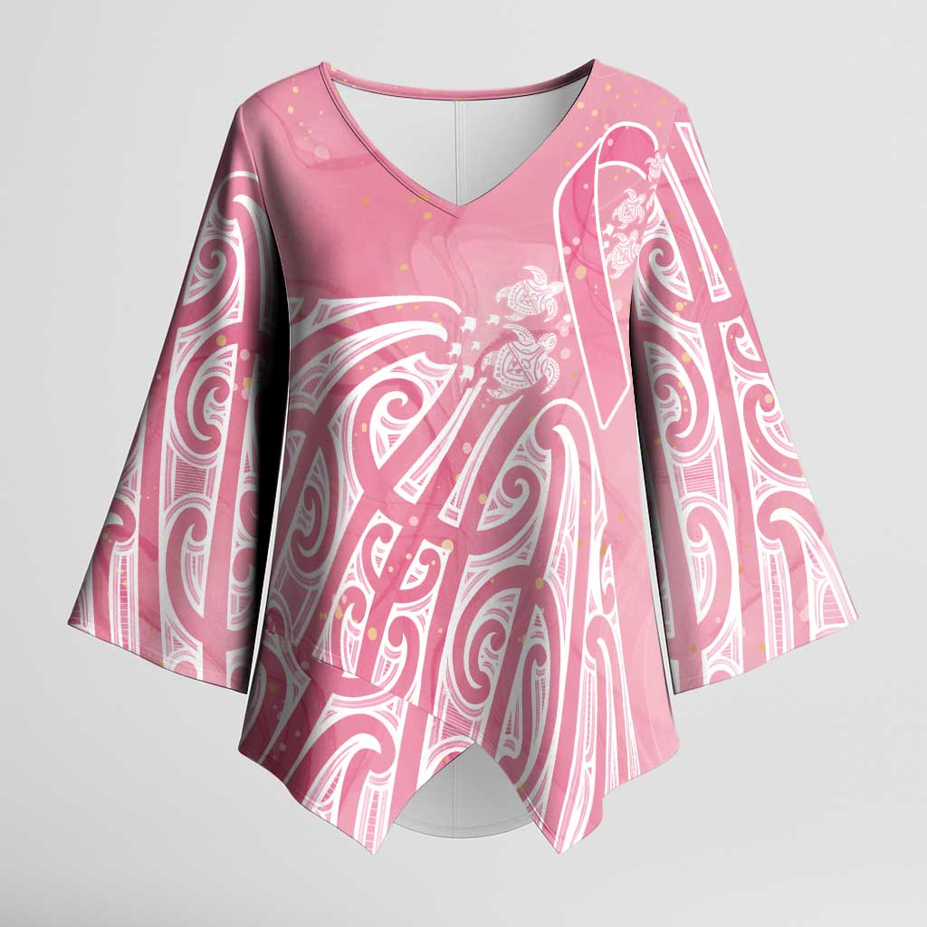 Breast Cancer Awareness Maori Kimono Sleeve Blouse Kia Kaha Kia Maia Kia Manawanui - Polynesian Pride