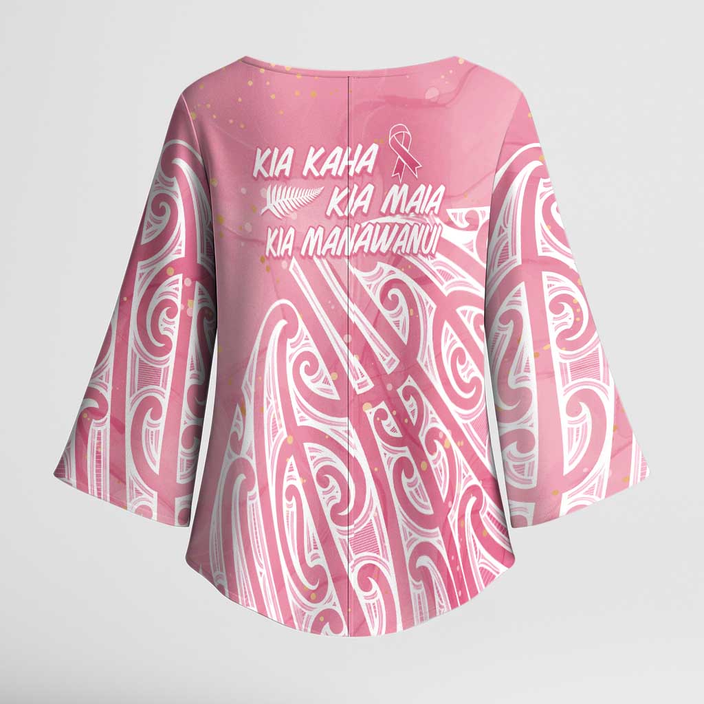 Breast Cancer Awareness Maori Kimono Sleeve Blouse Kia Kaha Kia Maia Kia Manawanui - Polynesian Pride