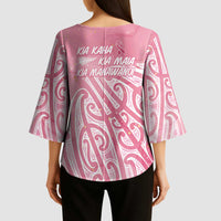 Breast Cancer Awareness Maori Kimono Sleeve Blouse Kia Kaha Kia Maia Kia Manawanui - Polynesian Pride