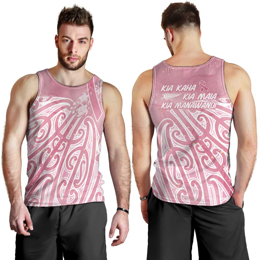 Breast Cancer Awareness Maori Men Tank Top Kia Kaha Kia Maia Kia Manawanui - Polynesian Pride