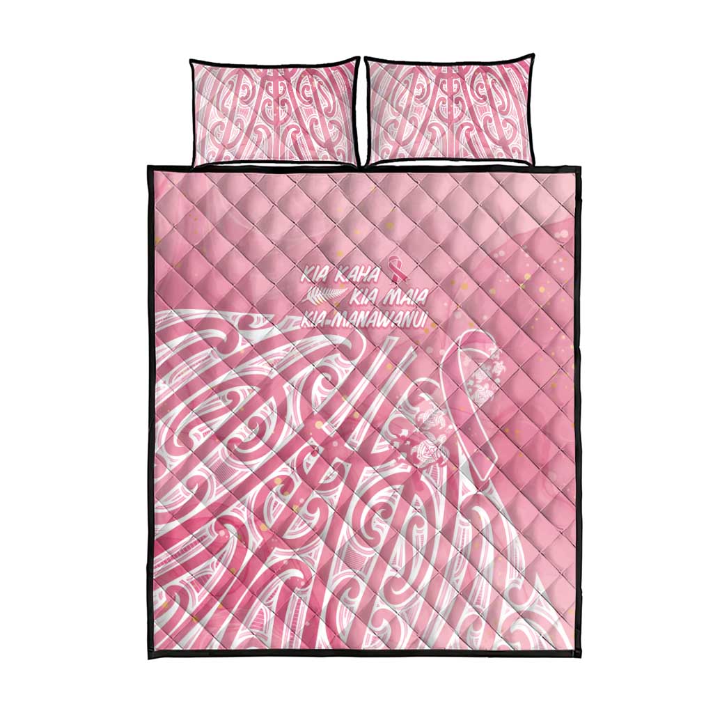 Breast Cancer Awareness Maori Quilt Bed Set Kia Kaha Kia Maia Kia Manawanui - Polynesian Pride