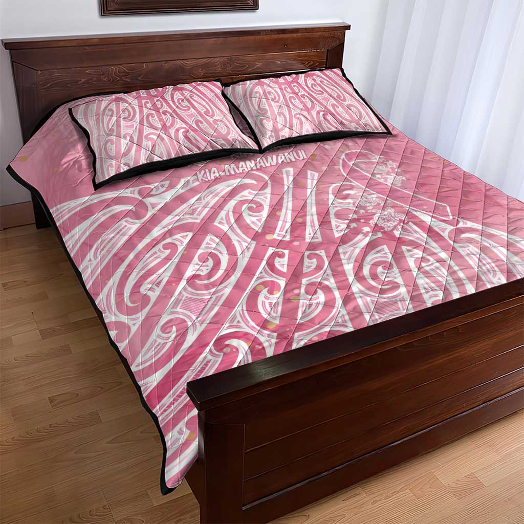 Breast Cancer Awareness Maori Quilt Bed Set Kia Kaha Kia Maia Kia Manawanui - Polynesian Pride