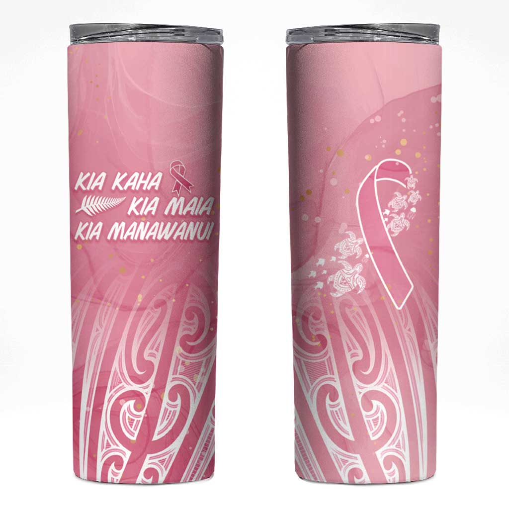 Breast Cancer Awareness Maori Skinny Tumbler Kia Kaha Kia Maia Kia Manawanui - Polynesian Pride
