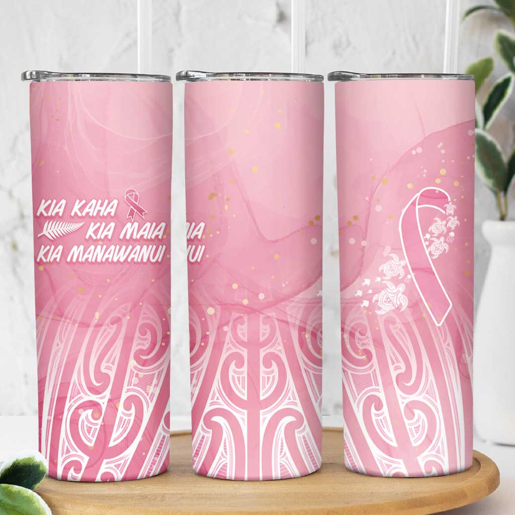 Breast Cancer Awareness Maori Skinny Tumbler Kia Kaha Kia Maia Kia Manawanui - Polynesian Pride