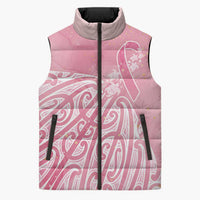 Breast Cancer Awareness Maori Sleeveless Puffer Jacket Kia Kaha Kia Maia Kia Manawanui - Polynesian Pride