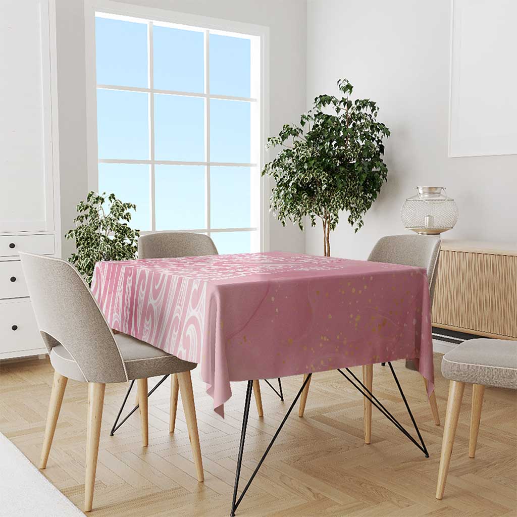 Breast Cancer Awareness Maori Tablecloth Kia Kaha Kia Maia Kia Manawanui - Polynesian Pride