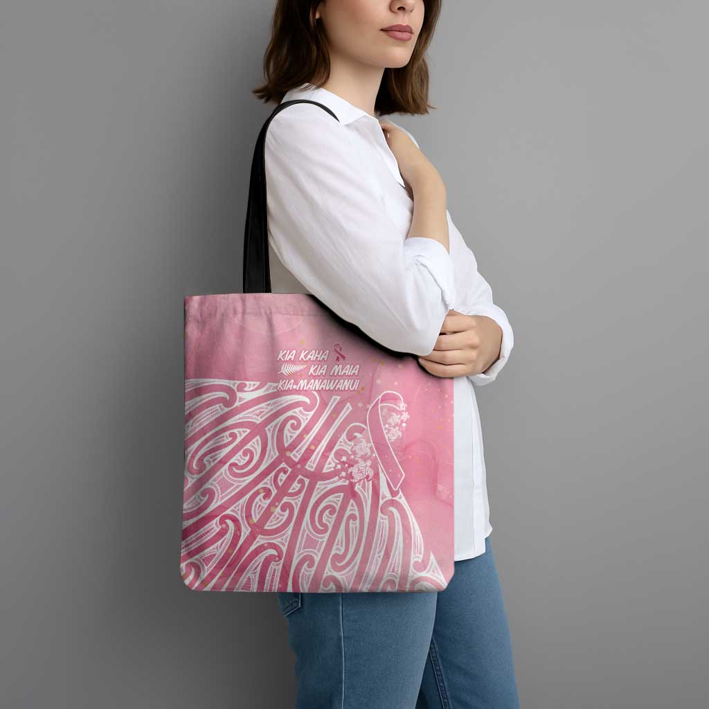 Breast Cancer Awareness Maori Tote Bag Kia Kaha Kia Maia Kia Manawanui - Polynesian Pride