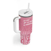 Breast Cancer Awareness Maori Tumbler With Handle Kia Kaha Kia Maia Kia Manawanui - Polynesian Pride