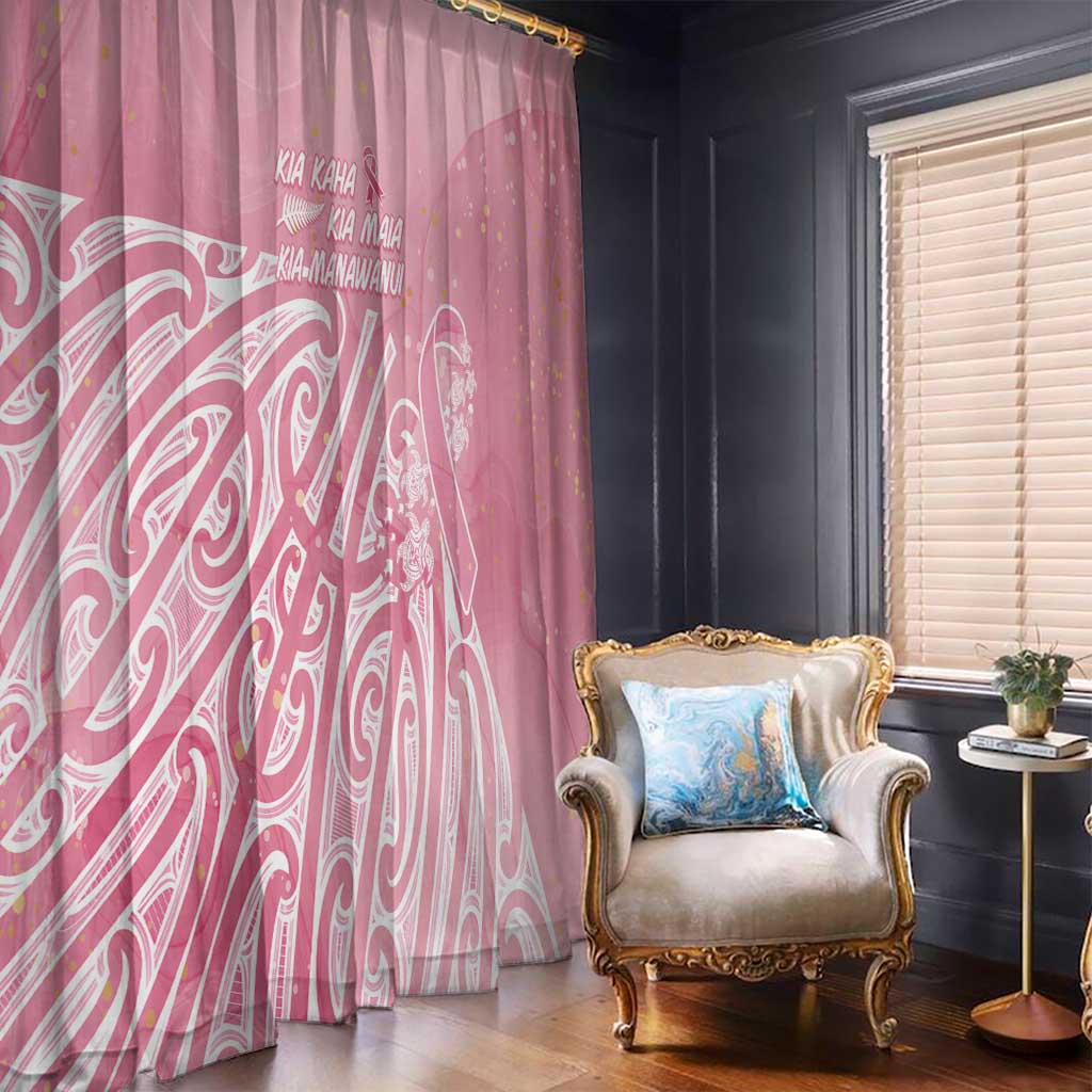 Breast Cancer Awareness Maori Window Curtain Kia Kaha Kia Maia Kia Manawanui - Polynesian Pride