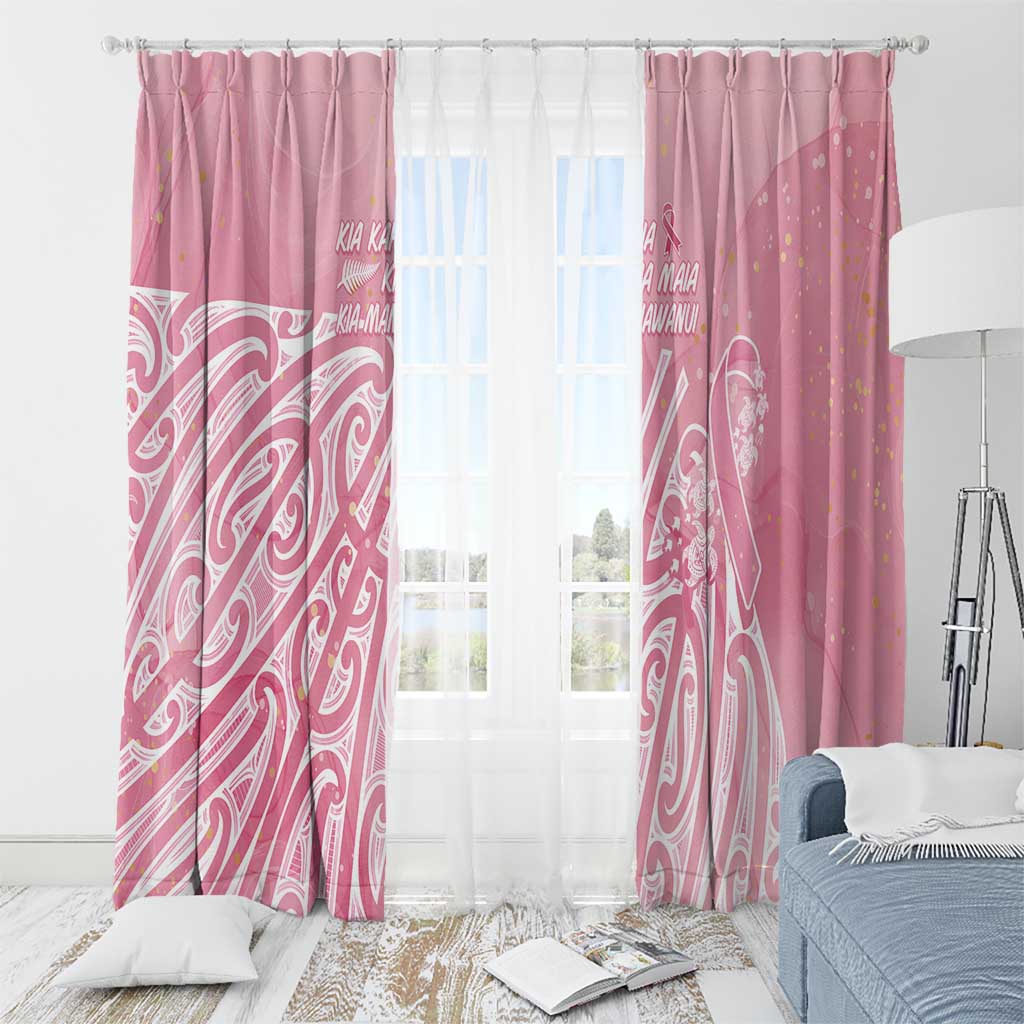 Breast Cancer Awareness Maori Window Curtain Kia Kaha Kia Maia Kia Manawanui - Polynesian Pride