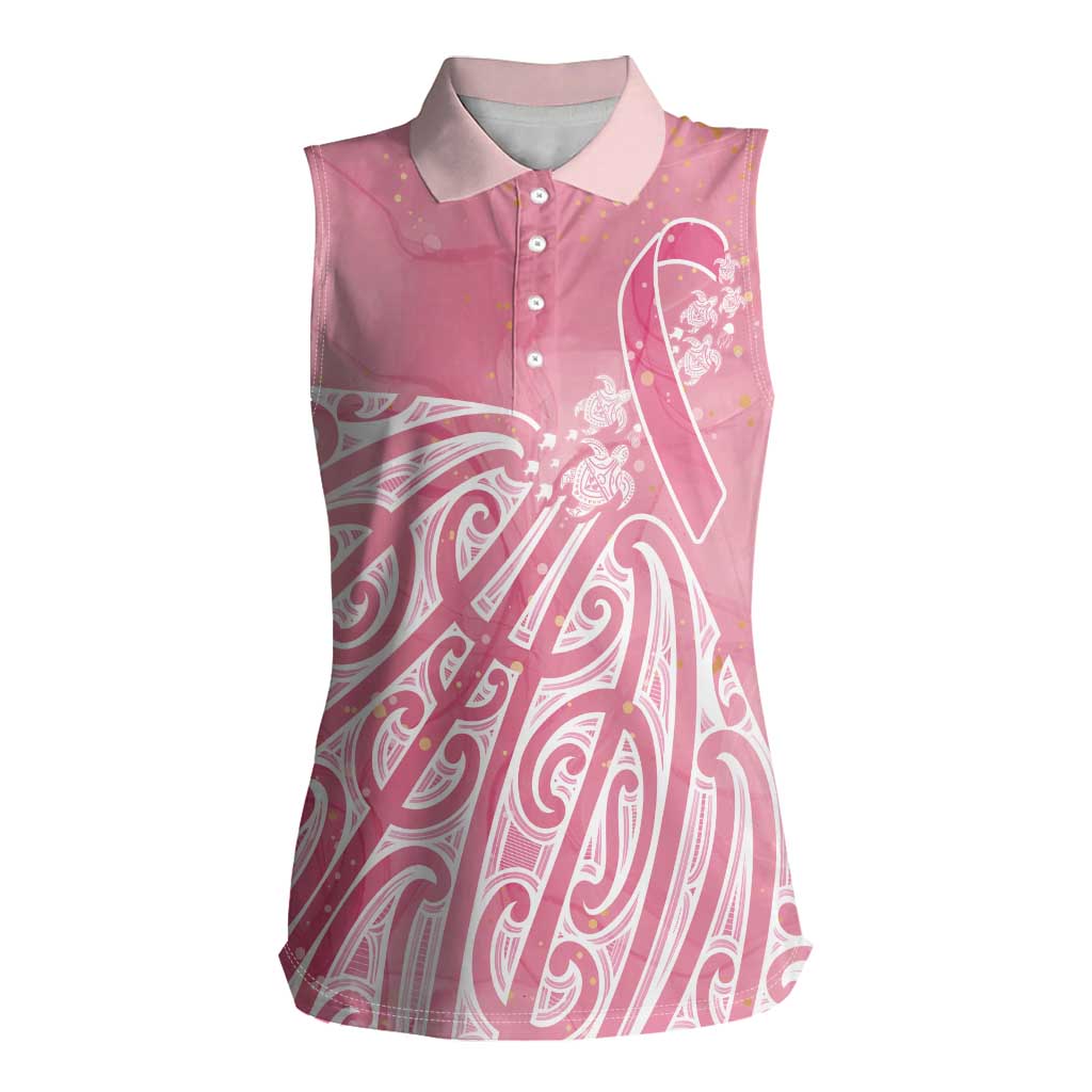 Breast Cancer Awareness Maori Women Sleeveless Polo Shirt Kia Kaha Kia Maia Kia Manawanui - Polynesian Pride
