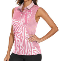 Breast Cancer Awareness Maori Women Sleeveless Polo Shirt Kia Kaha Kia Maia Kia Manawanui - Polynesian Pride