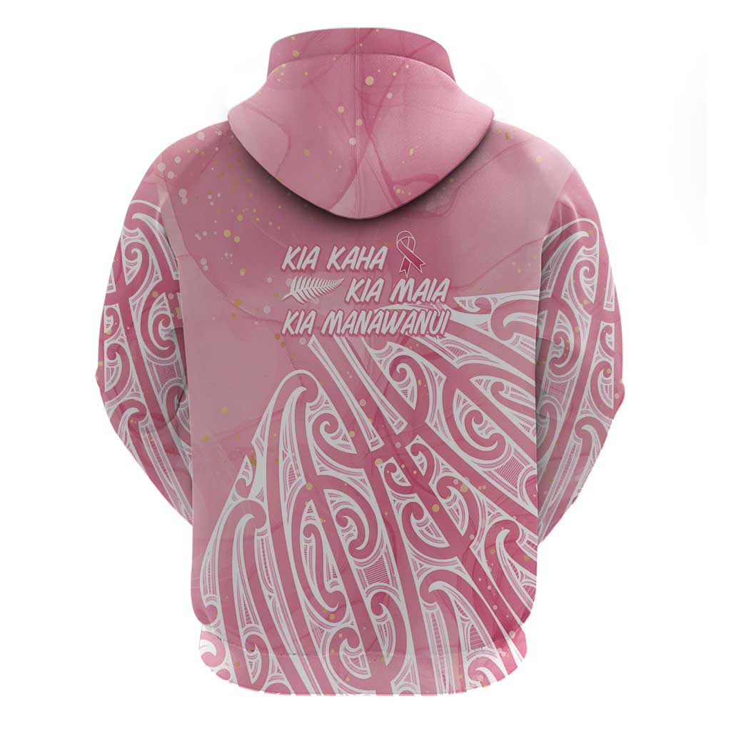 Breast Cancer Awareness Maori Zip Hoodie Kia Kaha Kia Maia Kia Manawanui - Polynesian Pride