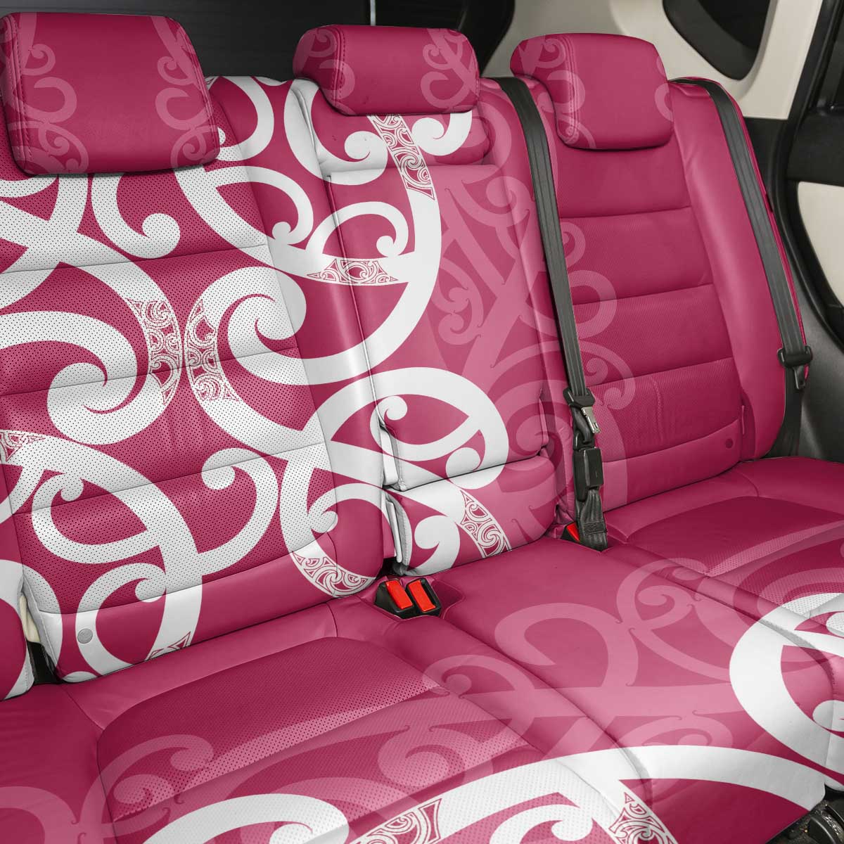 Breast Cancer Awareness Maori Back Car Seat Cover Koru Kowhaiwhai - Polynesian Pride