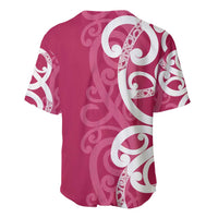 Breast Cancer Awareness Maori Baseball Jersey Koru Kowhaiwhai - Polynesian Pride