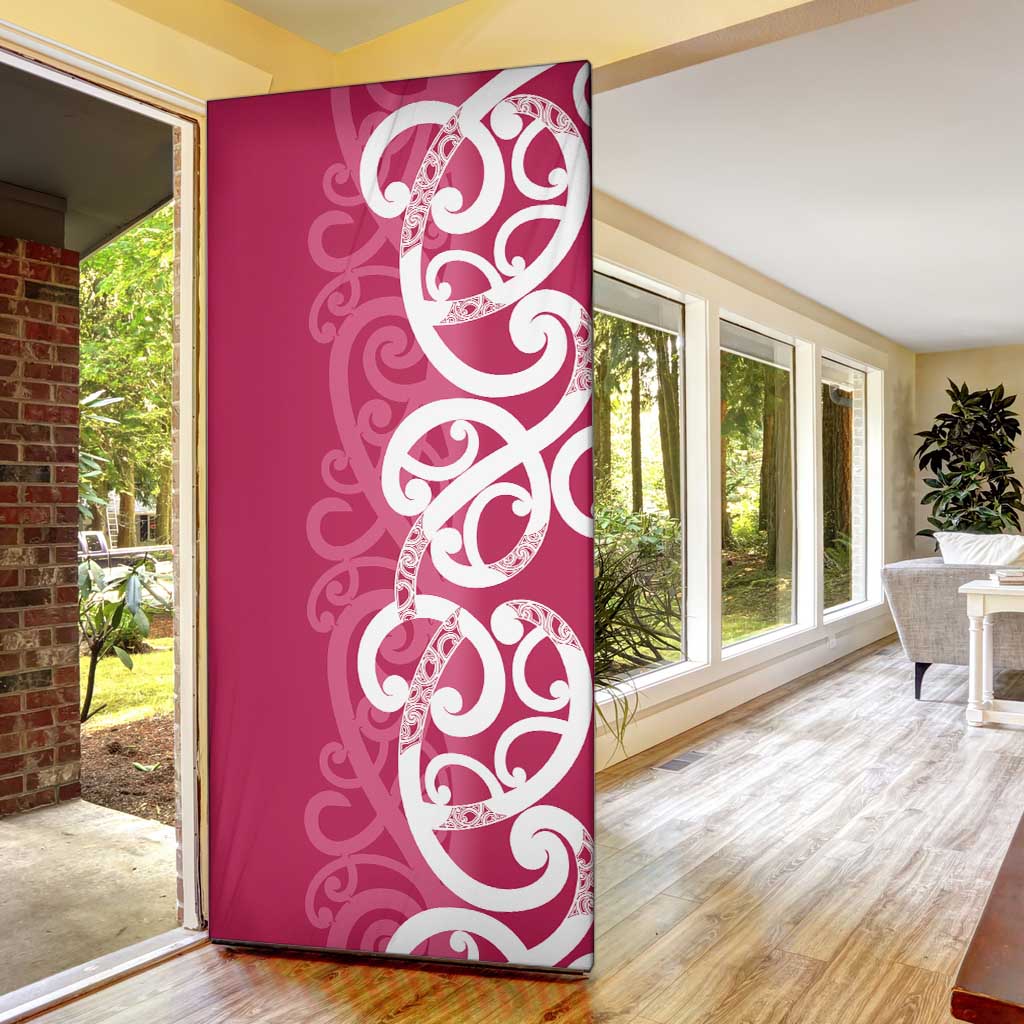 Breast Cancer Awareness Maori Door Cover Koru Kowhaiwhai - Polynesian Pride