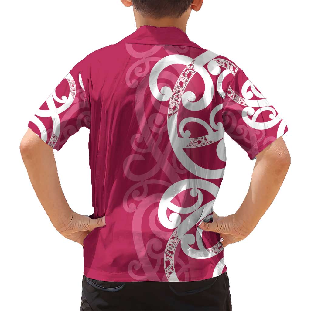 Breast Cancer Awareness Maori Family Matching Short Sleeve Bodycon Dress and Hawaiian Shirt Koru Kowhaiwhai - Polynesian Pride