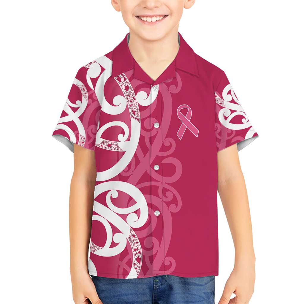 Breast Cancer Awareness Maori Family Matching Tank Maxi Dress and Hawaiian Shirt Koru Kowhaiwhai - Polynesian Pride