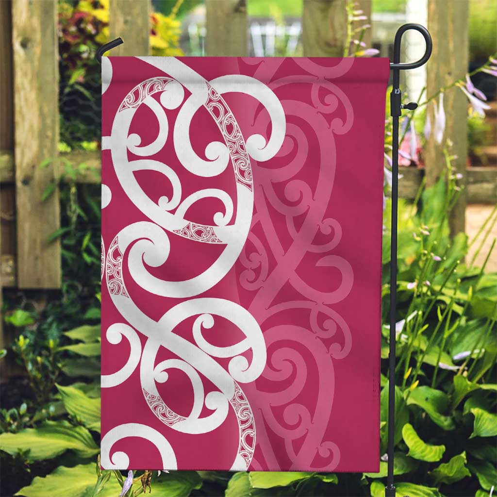 Breast Cancer Awareness Maori Garden Flag Koru Kowhaiwhai - Polynesian Pride